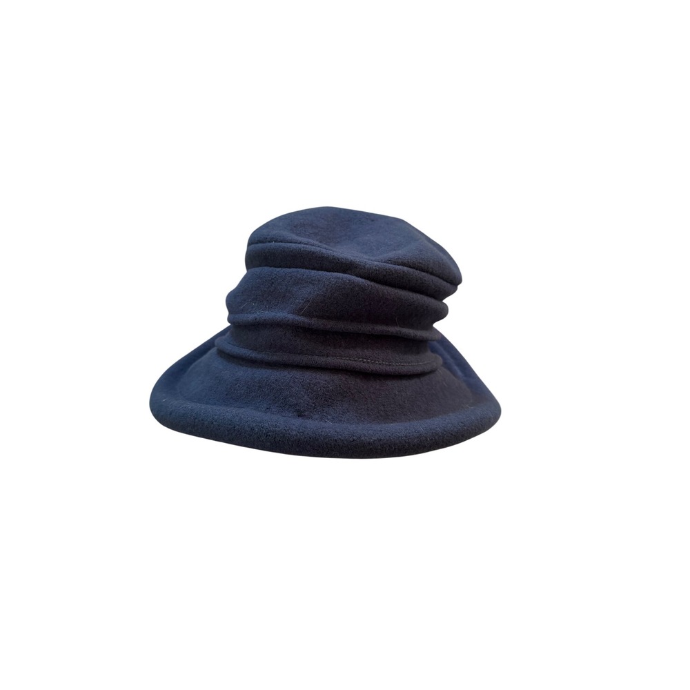 Parkhurst Blue Wool Blend Tiered Cloche Hat Made in Canada Navy Winter Cap